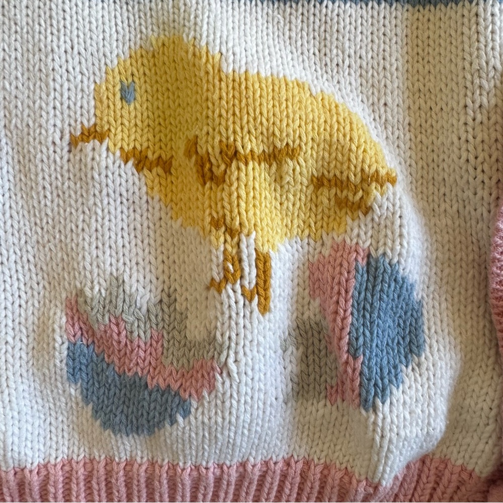 Alexandra Bartlett size LARGE Easter Sweater cardigan Pink bunny eggs Vintage - Picture 7 of 16